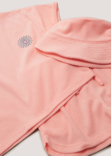 Girls 3 Piece Coral Towelling Set (4-13yrs)