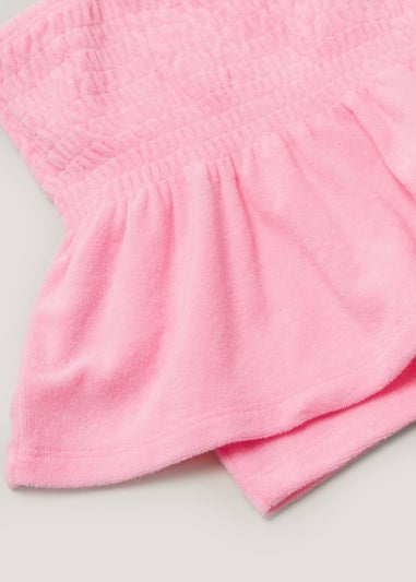 Girls Pink Towelling Top & Shorts Set (4-13yrs)