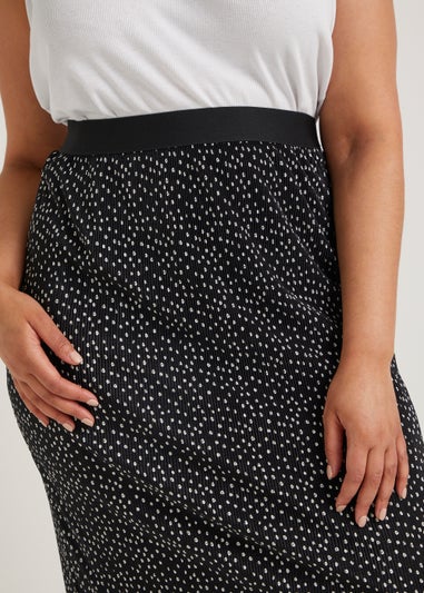 Papaya Curve Black Spot Plisse Midi Skirt