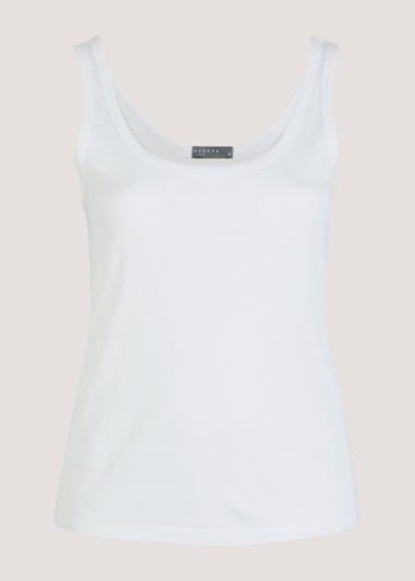 Papaya Curve White Ribbed Vest Top - Matalan