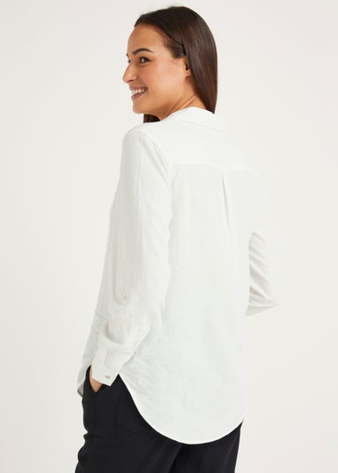 White Linen Blend Shirt