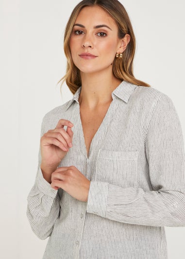 Stone Stripe Linen Blend Shirt