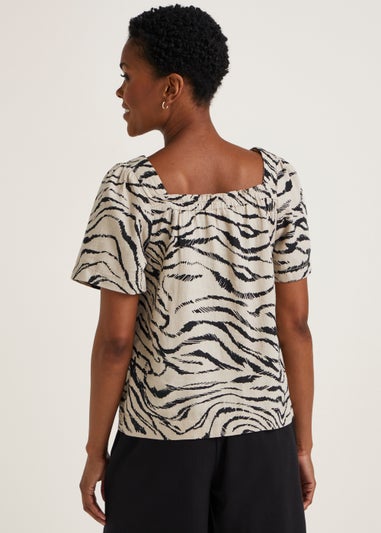 Zebra Print Square Neck Blouse