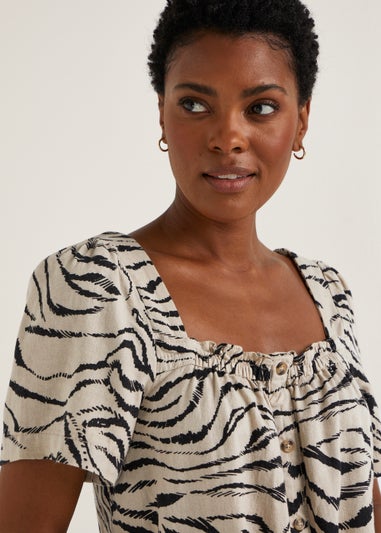 Zebra Print Square Neck Blouse