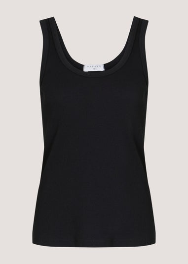 Black Scoop Ribbed Jersey Vest Top