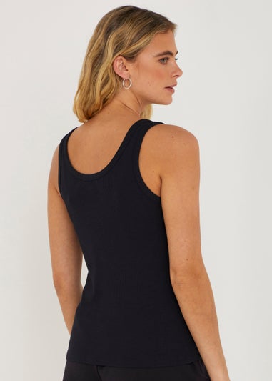 Black Scoop Ribbed Jersey Vest Top