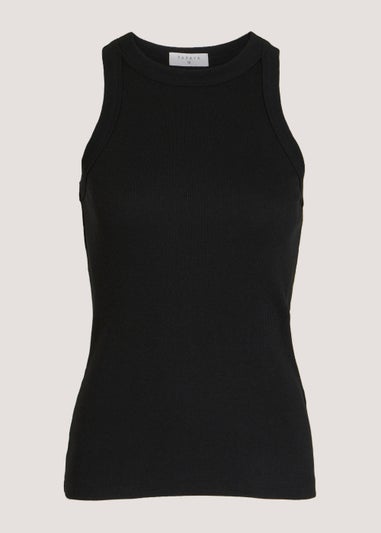 Black High Neck Ribbed Vest Top - Matalan