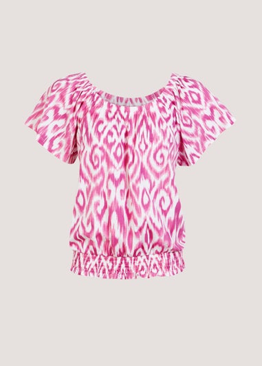 Pink Ikat Print Top