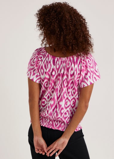 Pink Ikat Print Top