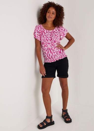 Pink Ikat Print Top