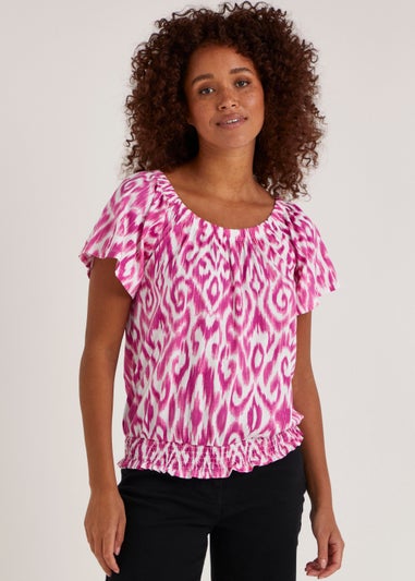 Pink Ikat Print Top