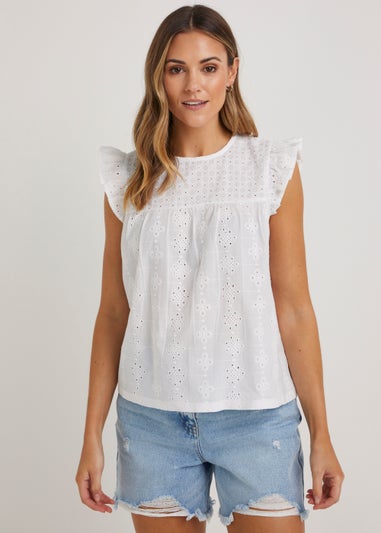 White Schiffli Front Top