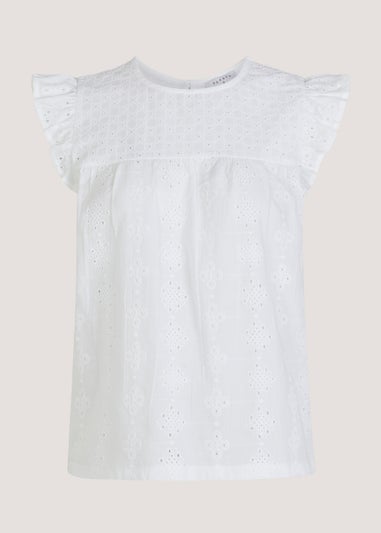 White Schiffli Front Top