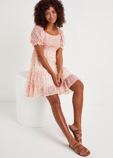 Pink Paisley Chiffon Mini Dress - Matalan