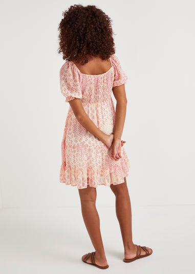 Pink Paisley Chiffon Mini Dress