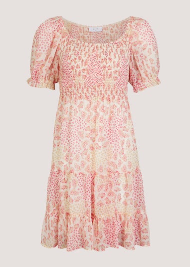 Pink Paisley Chiffon Mini Dress