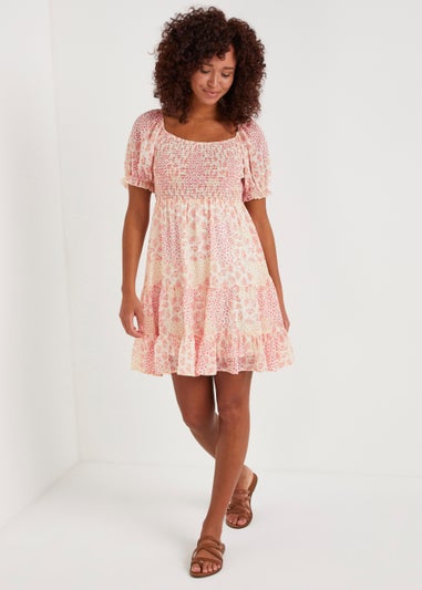 Pink Paisley Chiffon Mini Dress