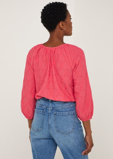 Pink Cutwork Boho Top