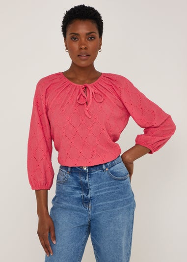 Pink Cutwork Boho Top