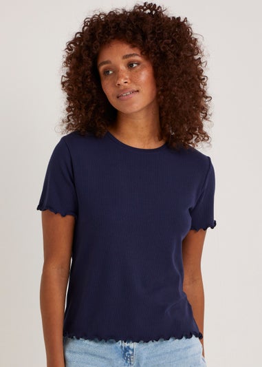 Navy Ribbed T-Shirt