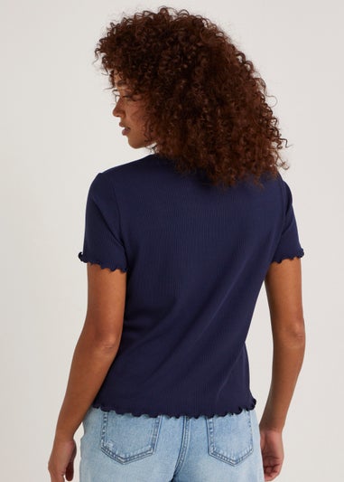 Navy Ribbed T-Shirt