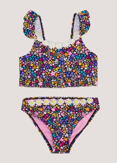 Girls Multicoloured Daisy Floral Bikini Set (4-13yrs)