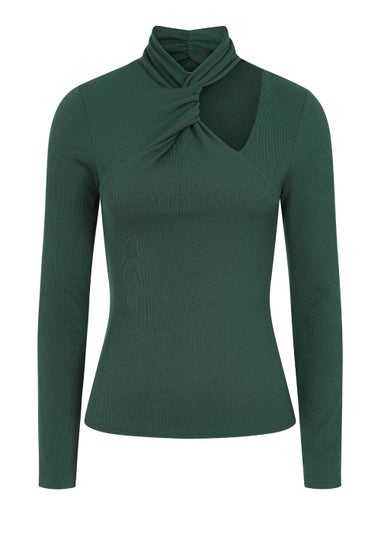 Girls on Film Emerald Green Ribbed Long Sleeve Top