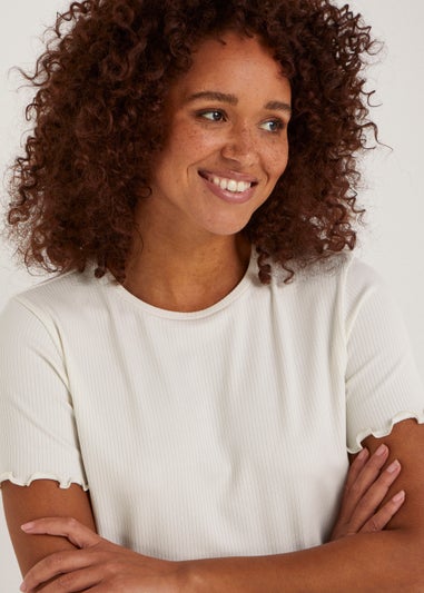Cream Ribbed T-Shirt