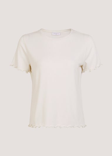 Cream Ribbed T-Shirt