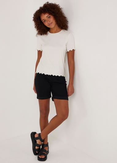 Cream Ribbed T-Shirt