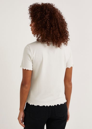 Cream Ribbed T-Shirt