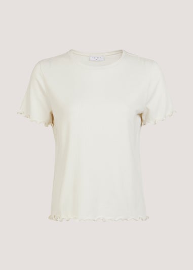 Cream Ribbed T-Shirt