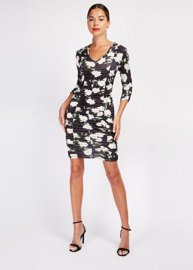 Girls on Film Black Floral Slinky Dress