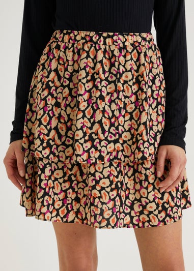 Multicoloured Double Tier Mini Skirt