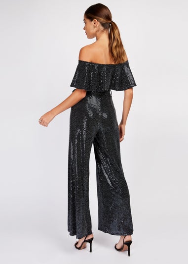 Girls on Film by Dani Dyer Black Foil Sequin Jumpsuit