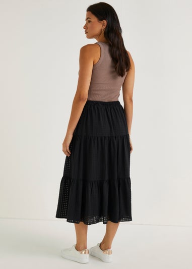 Black Check Tiered Skirt