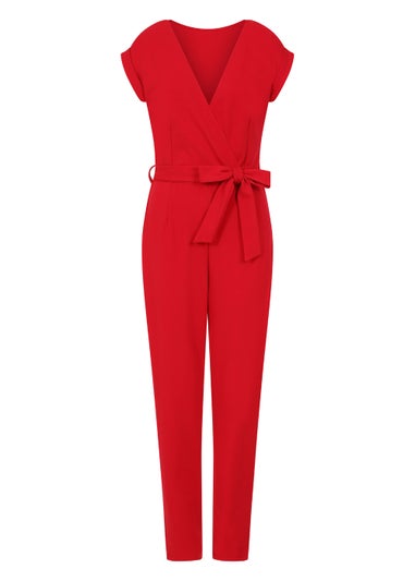 Girls on Film Red Stretch Crepe Jumpsuit