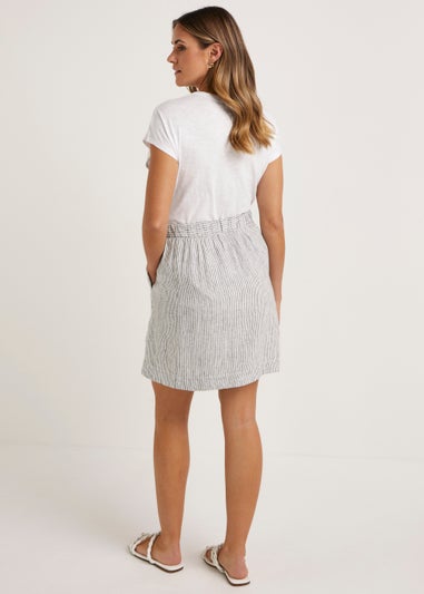 White Stripe Linen Blend Mini Skirt