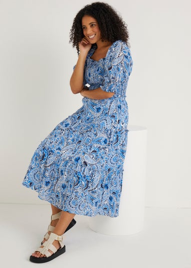 Blue Paisley Midi Co-Ord Skirt