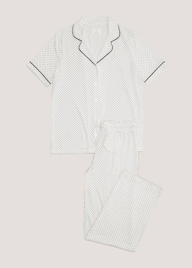 Cream Spot Button Up Pyjama Set