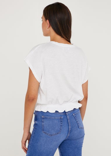 White Frill Hem T-Shirt