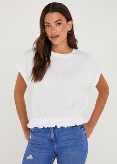 White Frill Hem T-Shirt