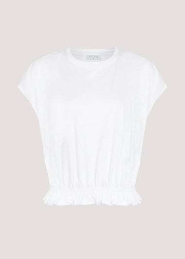 White Frill Hem T-Shirt
