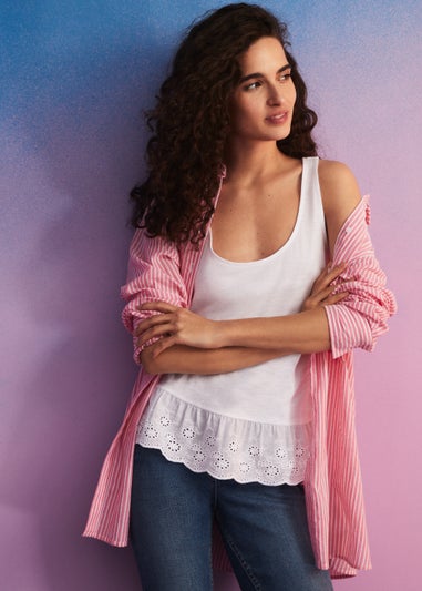 White Schiffley Hem Vest Top