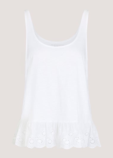 White Schiffley Hem Vest Top