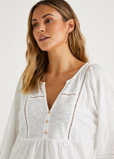 White Boho Jersey Top