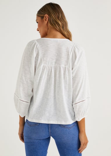 White Boho Jersey Top