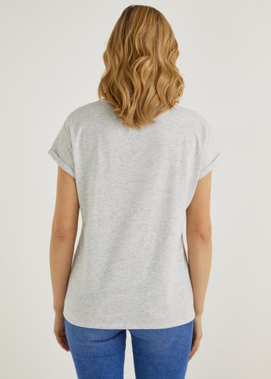 Grey Wild Flower Slogan T-Shirt