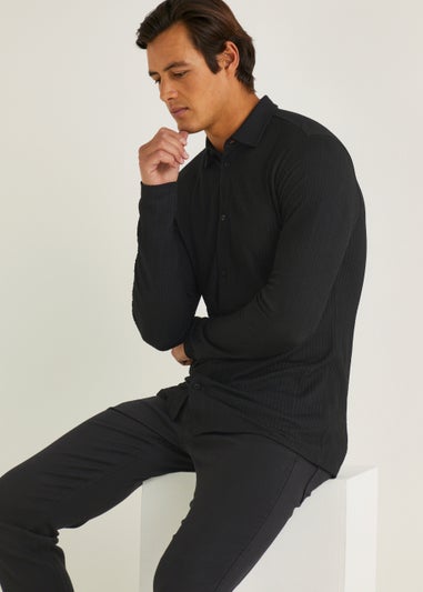 T&W Black Jacquard Shirt