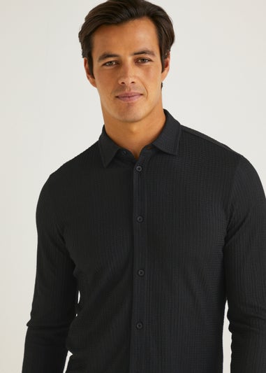 T&W Black Jacquard Shirt